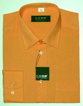 Jednobarevné košile - DLOUHÝ rukáv - COMFORT FIT-BARVA 68 - SVĚTLE ORANŽOVÁ