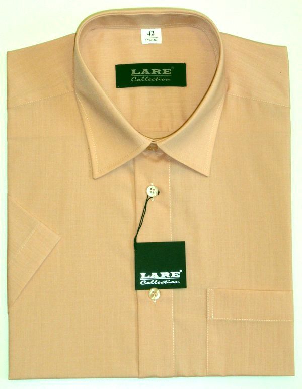 Jednobarevné košile - KRÁTKÝ rukáv - COMFORT FIT-BARVA 143 - SVĚTLE RŮŽOVÁ