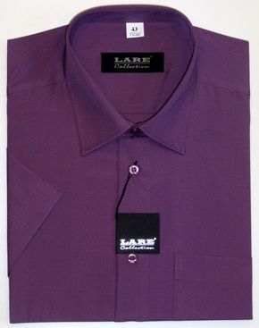 Jednobarevné košile - KRÁTKÝ rukáv - COMFORT FIT-BARVA 120 - STŘEDNĚ FIALOVÁ