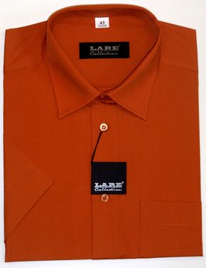 Jednobarevné košile - KRÁTKÝ rukáv - COMFORT FIT-BARVA 133 - REZAVÁ