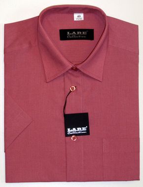 Jednobarevné košile - KRÁTKÝ rukáv - COMFORT FIT-BARVA 87 - STARORŮŽOVÁ