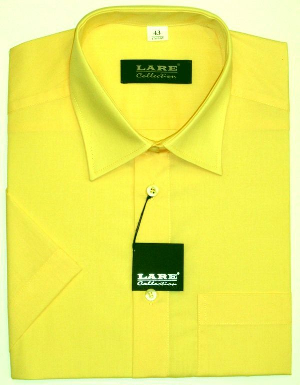 Jednobarevné košile - KRÁTKÝ rukáv - COMFORT FIT-BARVA 96 - ŽLUTÁ