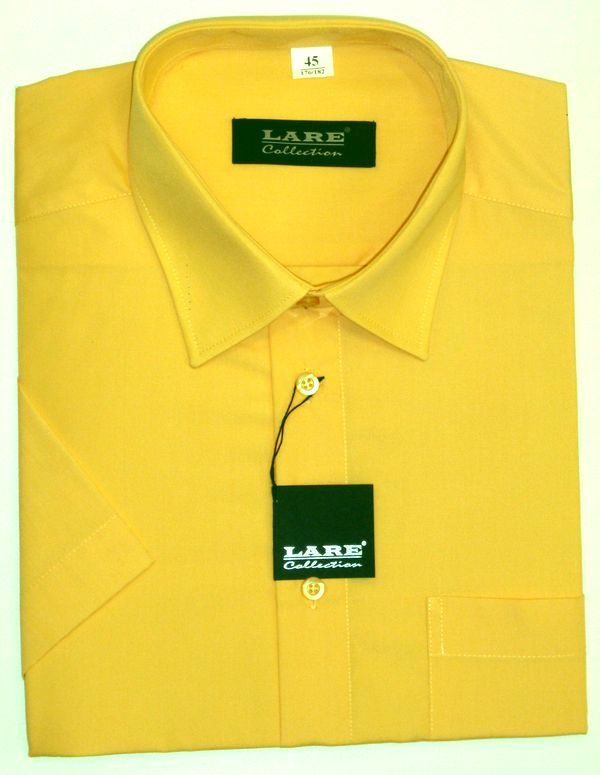Jednobarevné košile - KRÁTKÝ rukáv - COMFORT FIT-BARVA 127 - OKROVÁ
