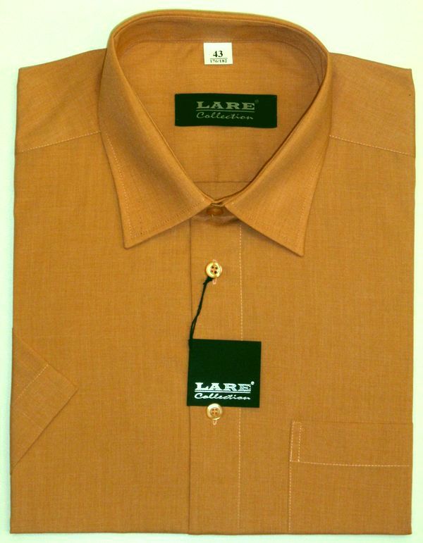 Jednobarevné košile - KRÁTKÝ rukáv - COMFORT FIT-BARVA 69 - STŘEDNĚ ORANŽOVÁ