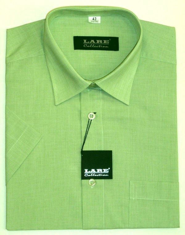 Jednobarevné košile - KRÁTKÝ rukáv - COMFORT FIT-BARVA  A5 - SVĚTLE ZELENÁ