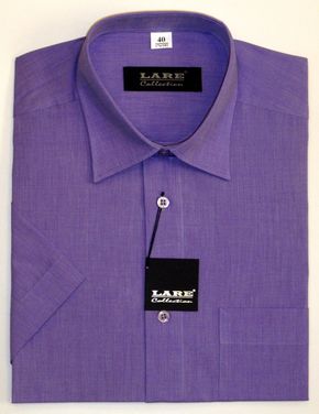 Jednobarevné košile - KRÁTKÝ rukáv - COMFORT FIT-BARVA A1 - FIALOVÁ