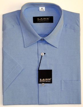 Jednobarevné košile - KRÁTKÝ rukáv - COMFORT FIT-BARVA A25190 - MODRÁ