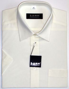 Jednobarevné košile - KRÁTKÝ rukáv - COMFORT FIT-BARVA A19 - CHAMPAGNE