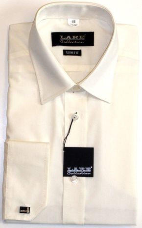 Jednobarevné košile - DLOUHÝ rukáv - SLIM FIT a REGULAR FIT-BARVA 105 - CHAMPAGNE - DVOJÍ ZAPÍNÁNÍ