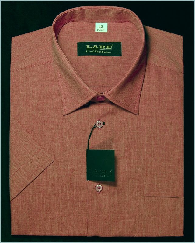 Jednobarevné košile - KRÁTKÝ rukáv - COMFORT FIT-BARVA 107 - STARORŮŽOVÁ