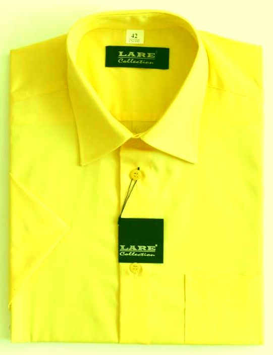 Jednobarevné košile - KRÁTKÝ rukáv - COMFORT FIT-BARVA 93 - JASNĚ ŽLUTÁ