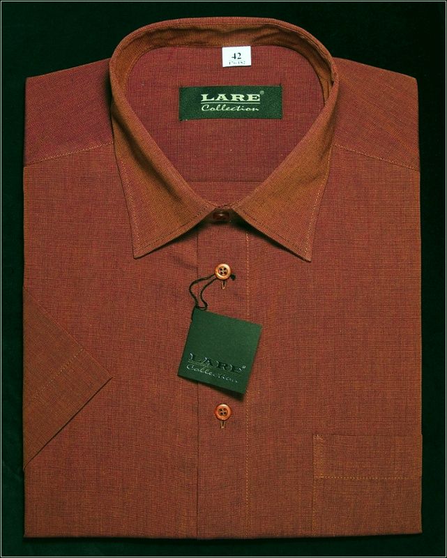 Jednobarevné košile - KRÁTKÝ rukáv - COMFORT FIT-BARVA  A12 - TMAVĚ CIHLOVÁ