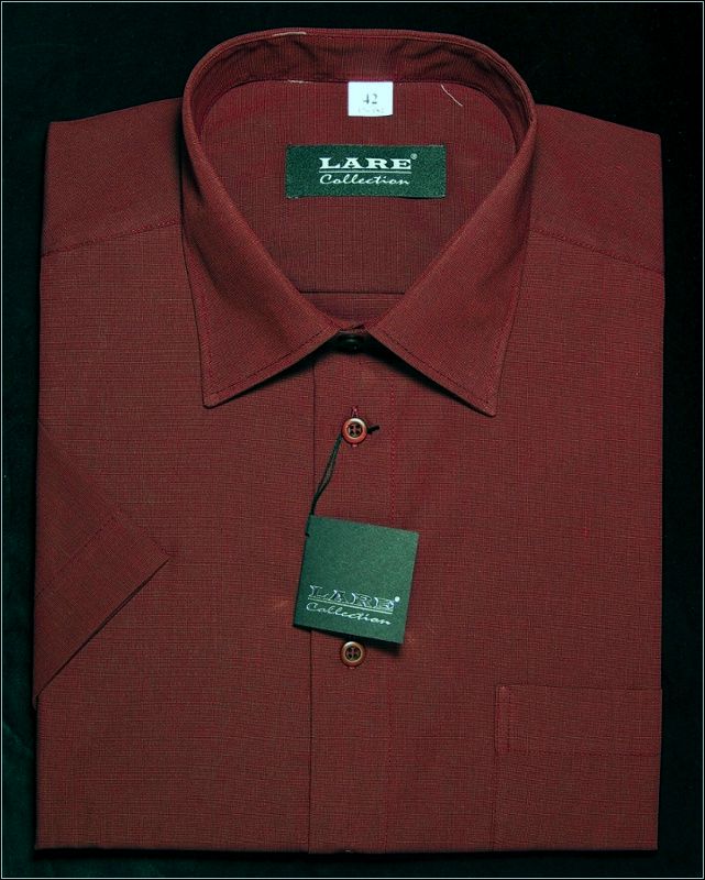 Jednobarevné košile - KRÁTKÝ rukáv - COMFORT FIT-BARVA  A13 - BORDOVÁ