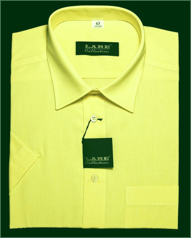 Jednobarevné košile - KRÁTKÝ rukáv - COMFORT FIT-BARVA  A16 - ŽLUTÁ
