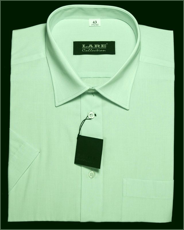 Jednobarevné košile - KRÁTKÝ rukáv - COMFORT FIT-BARVA  A24 - SVĚTLE TYRKYSOVÁ