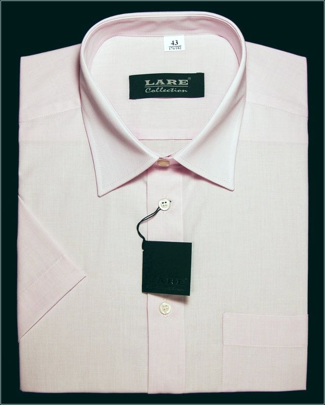 Jednobarevné košile - KRÁTKÝ rukáv - COMFORT FIT-BARVA A25 - RŮŽOVÁ