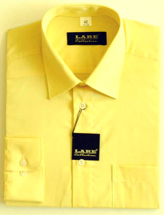 Jednobarevné košile - DLOUHÝ rukáv - COMFORT FIT BARVA  A16 - ŽLUTÁ