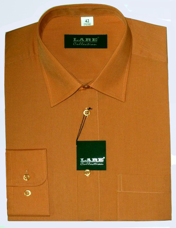 Jednobarevné košile - DLOUHÝ rukáv - COMFORT FIT BARVA  97 - TMAVĚ LOSOSOVÁ