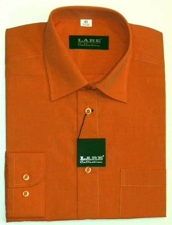 Jednobarevné košile - DLOUHÝ rukáv - COMFORT FIT BARVA  A14 - ORANŽOVÁ