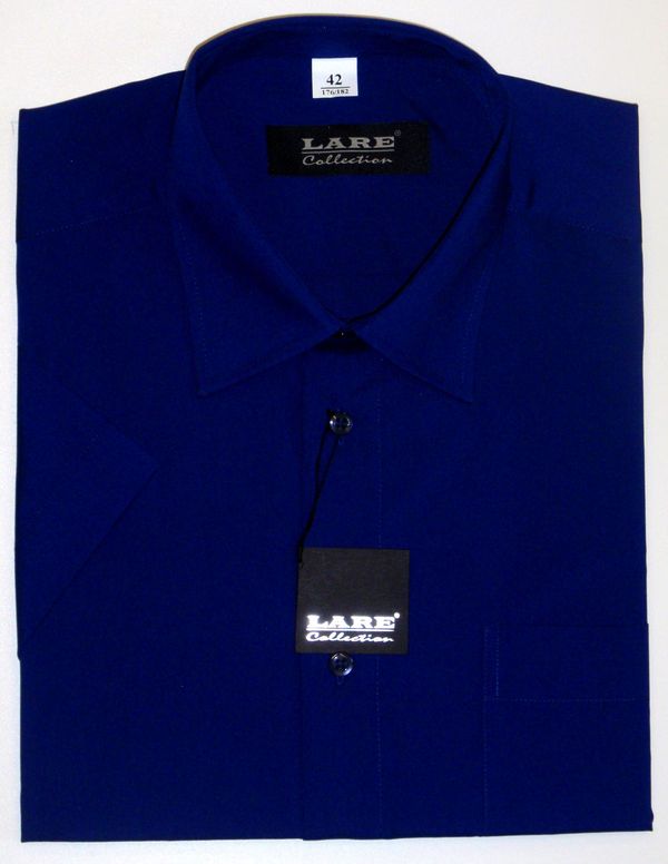 Jednobarevné košile - KRÁTKÝ rukáv - COMFORT FIT BARVA 90 - TMAVĚ MODRÁ
