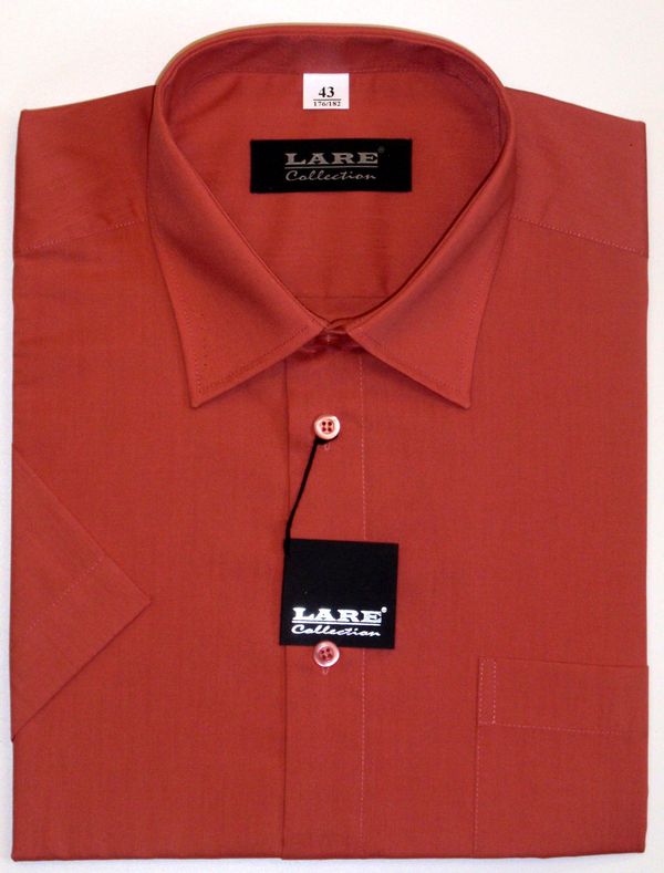 Jednobarevné košile - KRÁTKÝ rukáv - COMFORT FIT BARVA 134 - STARORŮŽOVÁ
