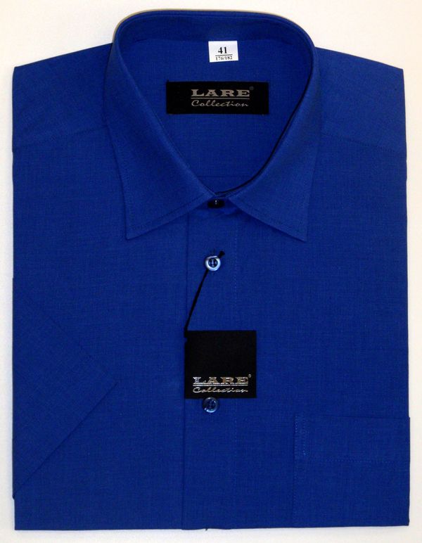 Jednobarevné košile - KRÁTKÝ rukáv - COMFORT FIT BARVA  A10 - TMAVĚ MODRÁ