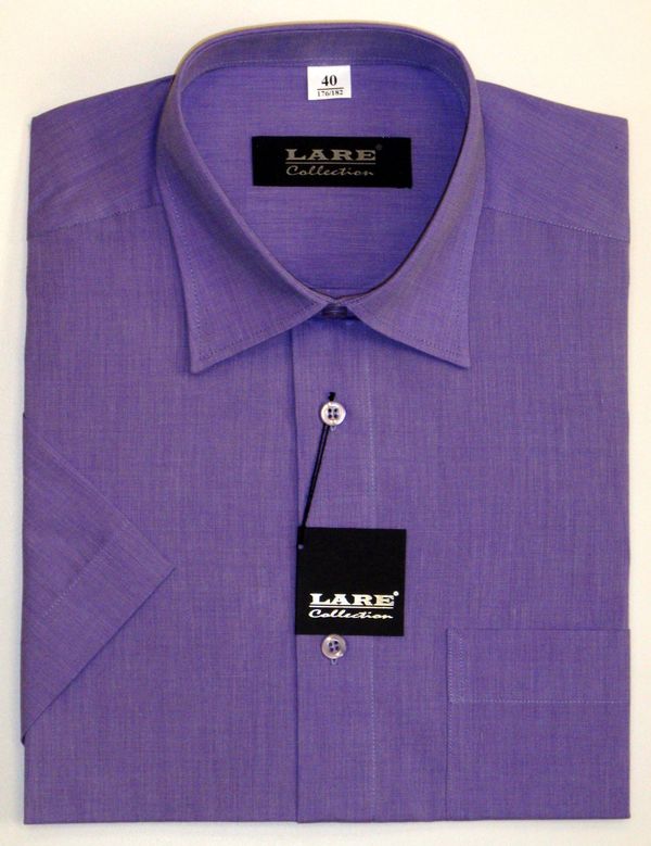 Jednobarevné košile - KRÁTKÝ rukáv - COMFORT FIT BARVA A1 - FIALOVÁ