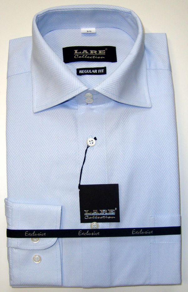 Vzorované pánské košile s DLOUHÝM rukávem - REGULAR FIT a SLIM FIT-LUXOR V38 - SVĚTLE MODRÁ