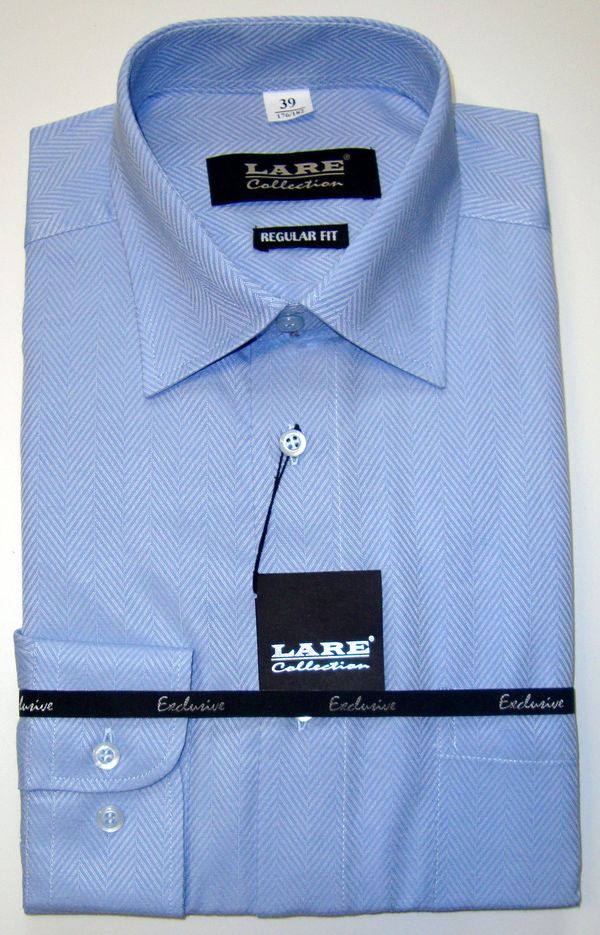 Vzorované pánské košile s DLOUHÝM rukávem - REGULAR FIT a SLIM FIT-LUXOR V39 - MODRÁ