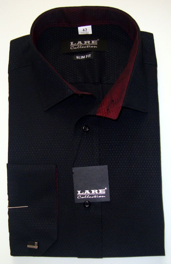 Jednobarevné košile - DLOUHÝ rukáv - SLIM FIT a REGULAR FIT-THOMAS T203 - ČERNÁ