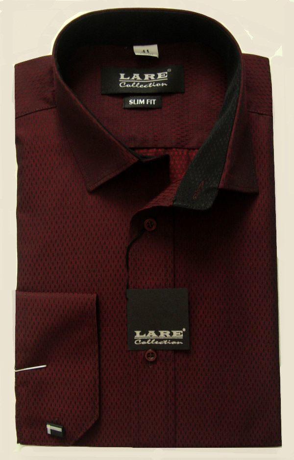 Jednobarevné košile - DLOUHÝ rukáv - SLIM FIT a REGULAR FIT-THOMAS T204 - BORDO