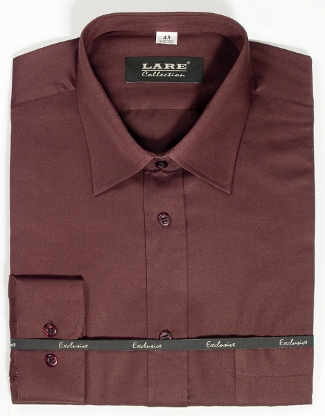 Jednobarevné pánské košile  BAVLNĚNÉ s DLOUHÝM rukávem-GALLANT G16 - VÍNOVÁ