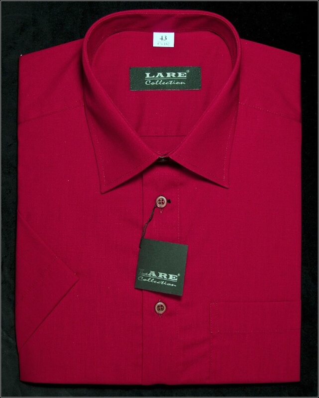 Jednobarevné košile - KRÁTKÝ rukáv - COMFORT FIT-BARVA  22 - VÍNOVÁ