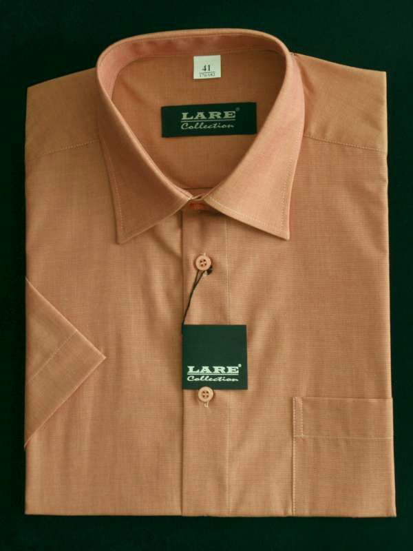 Jednobarevné košile - KRÁTKÝ rukáv - COMFORT FIT BARVA  A11 - SVĚTLE CIHLOVÁ